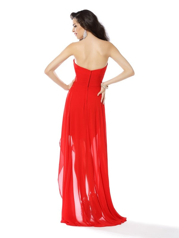 Wholesale Sheath/Column Sweetheart Beading Sleeveless Short Chiffon Cocktail Dresses